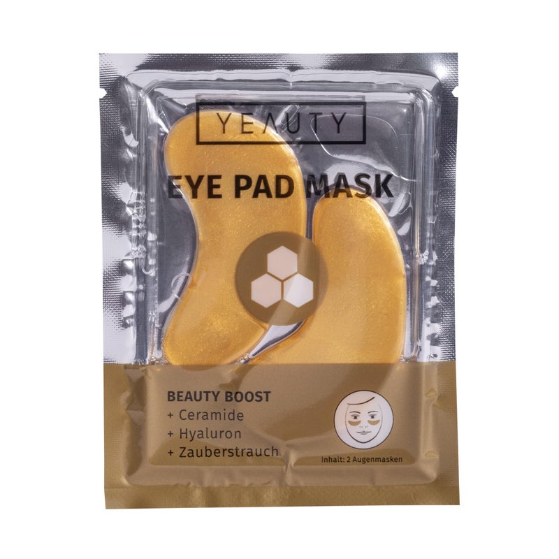YEAUTY Beauty Boost Eye Pad Mask, the Super Soft Eye Pads with the Luxurious Elixir of Gold, Ceramide, Hyaluronic and Magic Shrub Provides and Smooths the Eye Area, 1 x Pack of 2