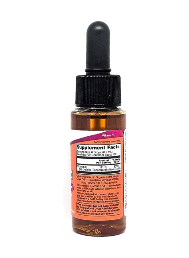 now 100% Natural Vitamin E Liquid Drops 30 mL - Image 3