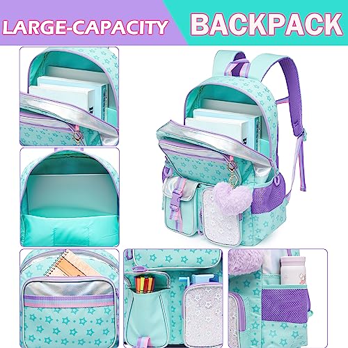 Meetbelify Aesthetic Backpack with Lunch Box Pencil Case for Elementary Students - Cute Bookbag for Girls 8-10 - Image 4