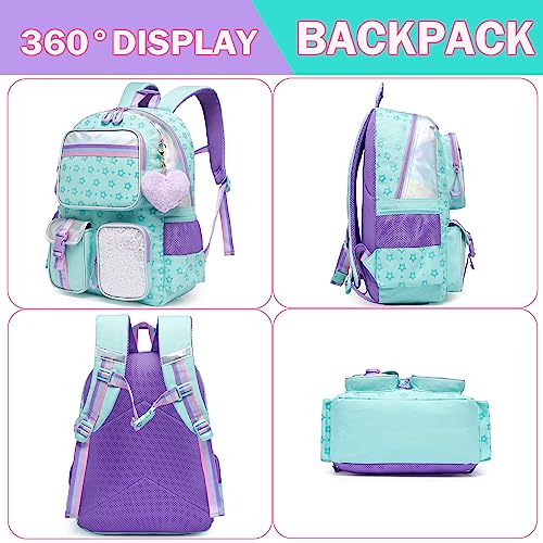Meetbelify Aesthetic Backpack with Lunch Box Pencil Case for Elementary Students - Cute Bookbag for Girls 8-10 - Image 3