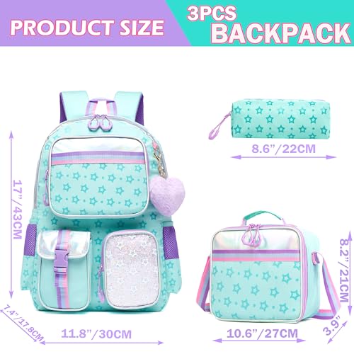 Meetbelify Aesthetic Backpack with Lunch Box Pencil Case for Elementary Students - Cute Bookbag for Girls 8-10 - Image 2