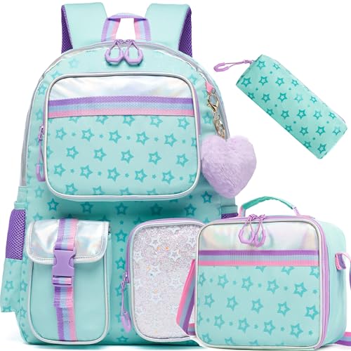 Meetbelify Aesthetic Backpack with Lunch Box Pencil Case for Elementary Students - Cute Bookbag for Girls 8-10 - Image 1