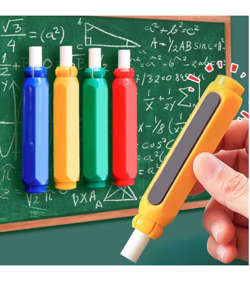 2 Pcs Blue Spring Chalk Holder With Clip Adheres To Blackboard - Image 1