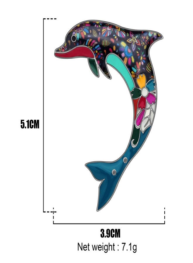 DUOWEI Alloy Enamel Rhinestone Floral Dolphin Brooches Sweet Animals Pin Clothes Scarf Accessories Women Jewelry Gift (Blue) - Image 4