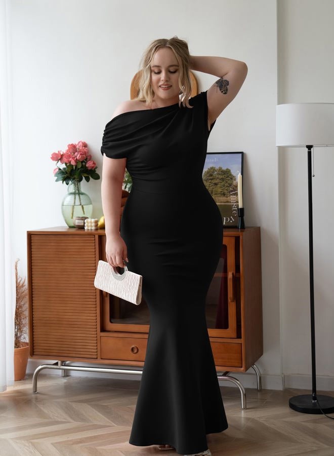 YMDUCH Women's Elegant Sleeveless Off Shoulder Bodycon Long Formal Party Evening Dress, Black, Large - Image 4