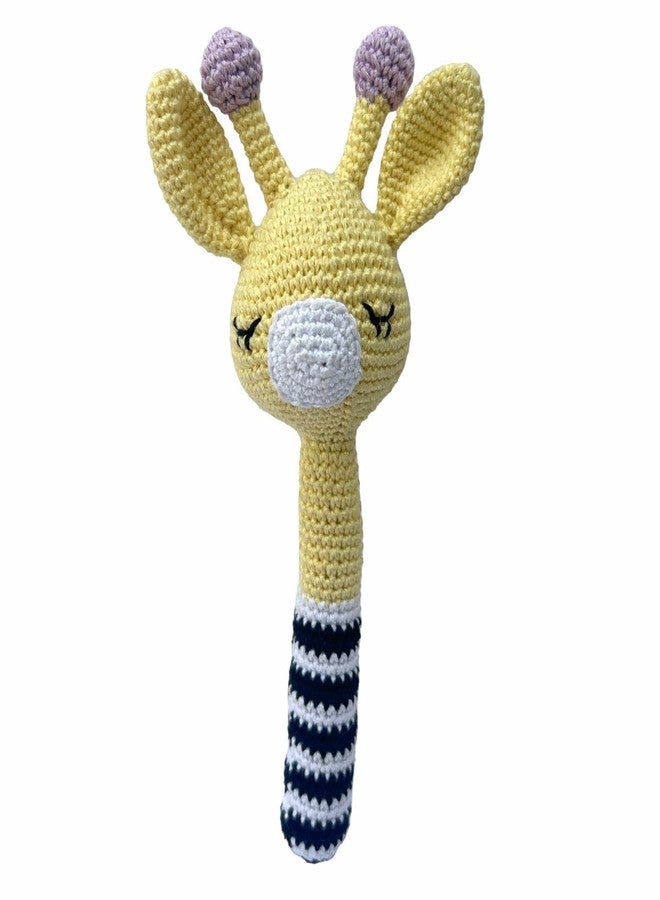 Clapjoy Baby Rattle 0-6 Months Montessori Sensory Toys for Babies, Handmade Crochet Baby Ring Rattle Toy | Teething Toy |Toddler Play Toy Newborn Shower Gift for Infant Boys Girls 3 6 9 12 Months (Giraffe long rattle) - Image 1