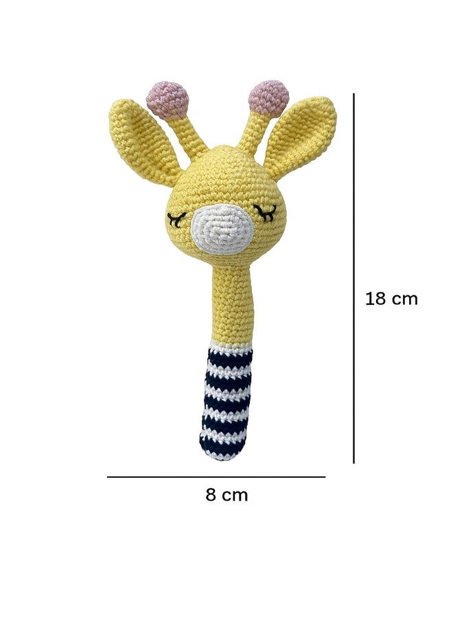 Clapjoy Baby Rattle 0-6 Months Montessori Sensory Toys for Babies, Handmade Crochet Baby Ring Rattle Toy | Teething Toy |Toddler Play Toy Newborn Shower Gift for Infant Boys Girls 3 6 9 12 Months (Giraffe long rattle) - Image 3