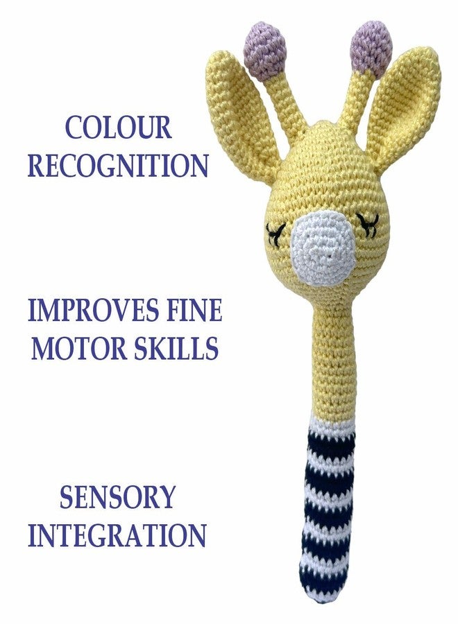 Clapjoy Baby Rattle 0-6 Months Montessori Sensory Toys for Babies, Handmade Crochet Baby Ring Rattle Toy | Teething Toy |Toddler Play Toy Newborn Shower Gift for Infant Boys Girls 3 6 9 12 Months (Giraffe long rattle) - Image 2