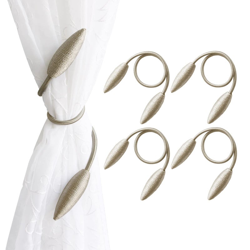 Valea Home Valea Home 4 Pieces Curtain Tiebacks Clips Creative Window Drape Twist Tie Backs European Style Custom Made Curtain Holders Decorative Draperies Holdbacks Beige