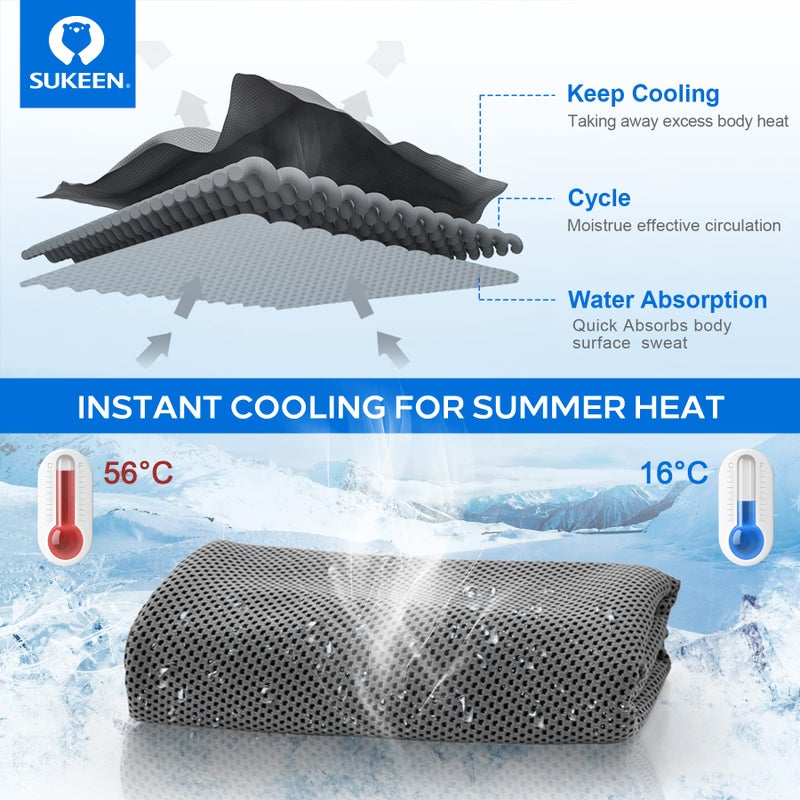 سوكين Sukeen [4 Pack Cooling Plaid (40 "" x12 "") منشفة جليدية ناعمة تنفس منشفة ميكروفيات من منشفة اليوغا الرياضية الجارية تجريب التمارين الرياضية ومزيد من الأنشطة - Image 4