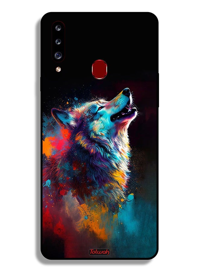 Tolwak Samsung Galaxy A20s Protective Case Cover Wolf Colorful Art - Image 1