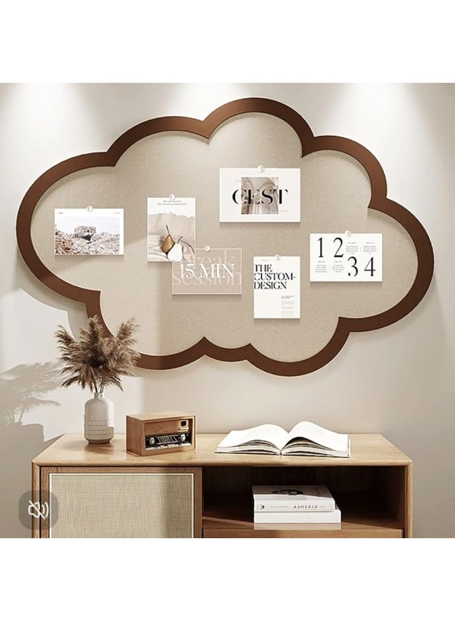 Cute Cloud Felt Pin Board Self Adhesive Corkboard Alternative,Home Office Felt Vision Bulletin Board DIY Wall Display Panel for Photos Memos Messages (Khaki,23.6x39.4inch)