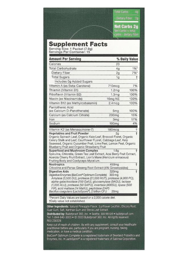 Bulletproof Greens 15 Packets 0.28 oz (7.9 g) Each - Image 2