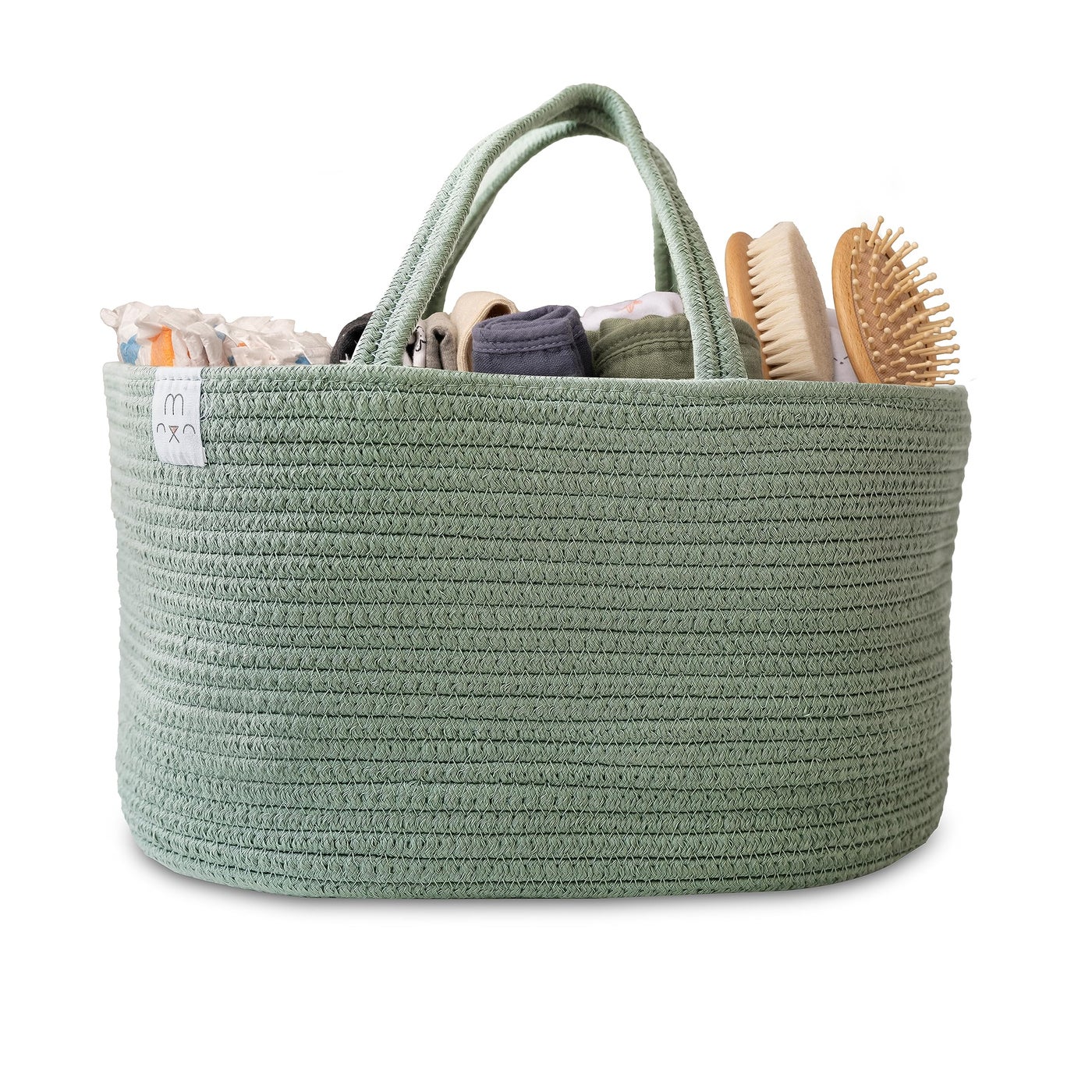 Natemia Diaper Caddy Organizer - Large, Lily Pad - Portable Rope Handles For Car Organizer - Three Compartments for Storage - Versatile Gift Bag For Baby Shower & Registry
