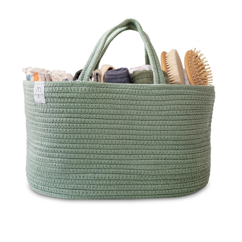 Natemia Diaper Caddy Organizer - Large, Lily Pad - Portable Rope Handles For Car Organizer - Three Compartments for Storage - Versatile Gift Bag For Baby Shower & Registry - Image 1
