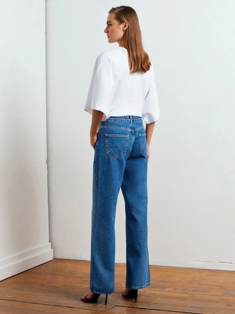 ديلفين Dilvin High-Waist Wide-Leg Denim Jeans