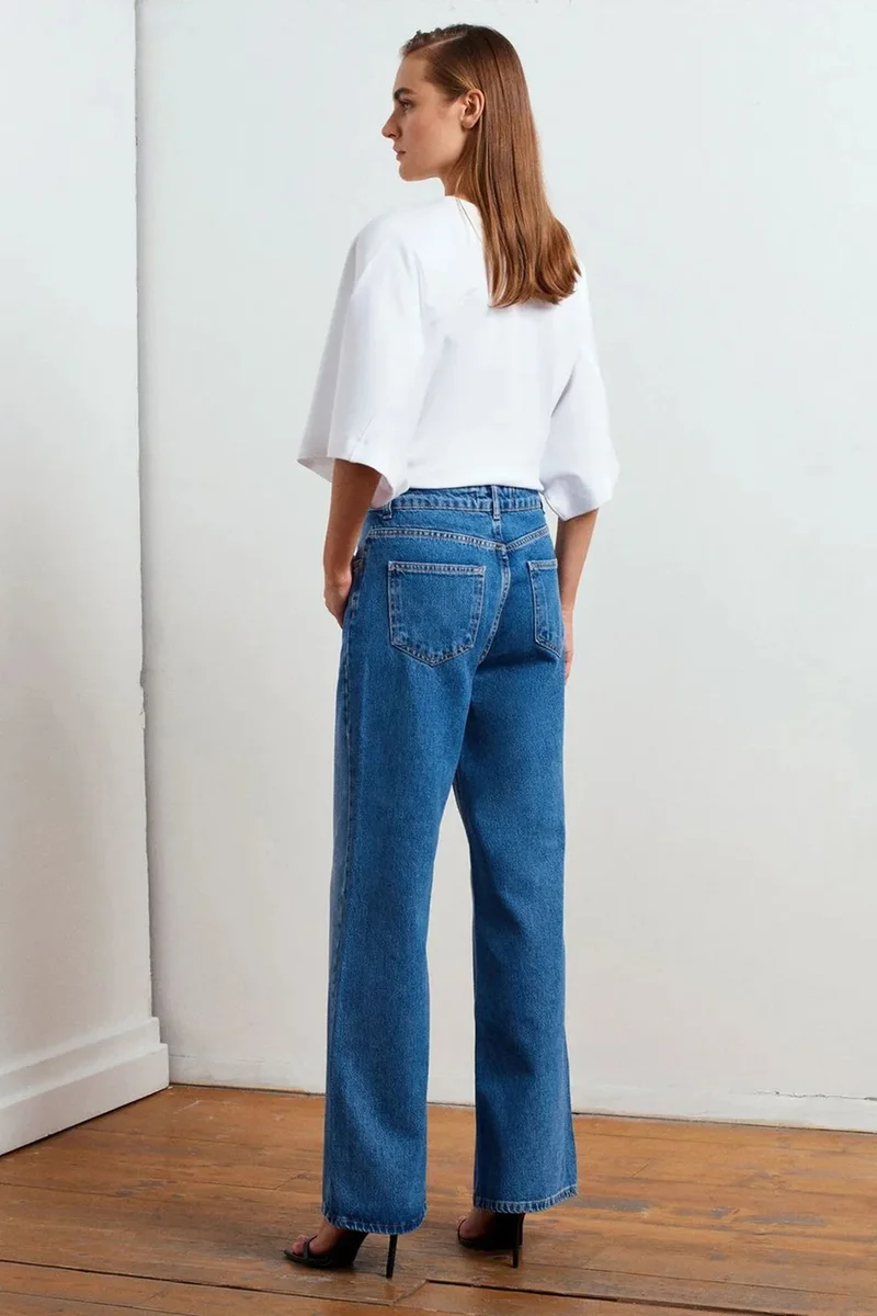 Dilvin Mid Blue Denim DILVIN High-Waist Wide-Leg Denim Jeans for Women | Best Price UAE