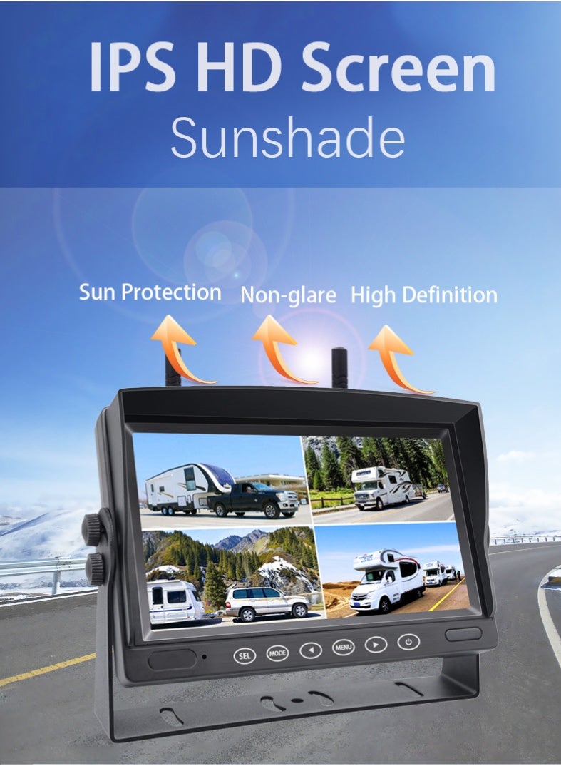 7 inch wireless dash cam two wireless 1080P AHD cameras for trucks, motorhomes, campers, and trailers - Image 4