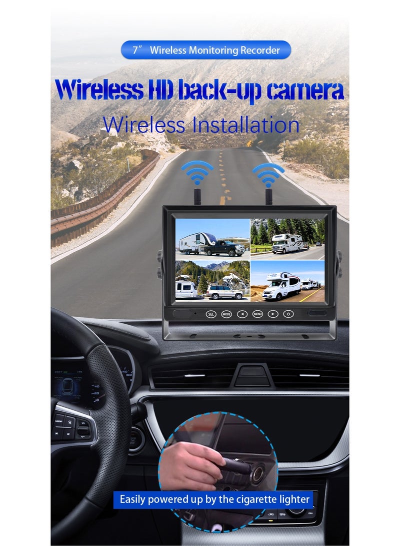 7 inch wireless dash cam two wireless 1080P AHD cameras for trucks, motorhomes, campers, and trailers - Image 2