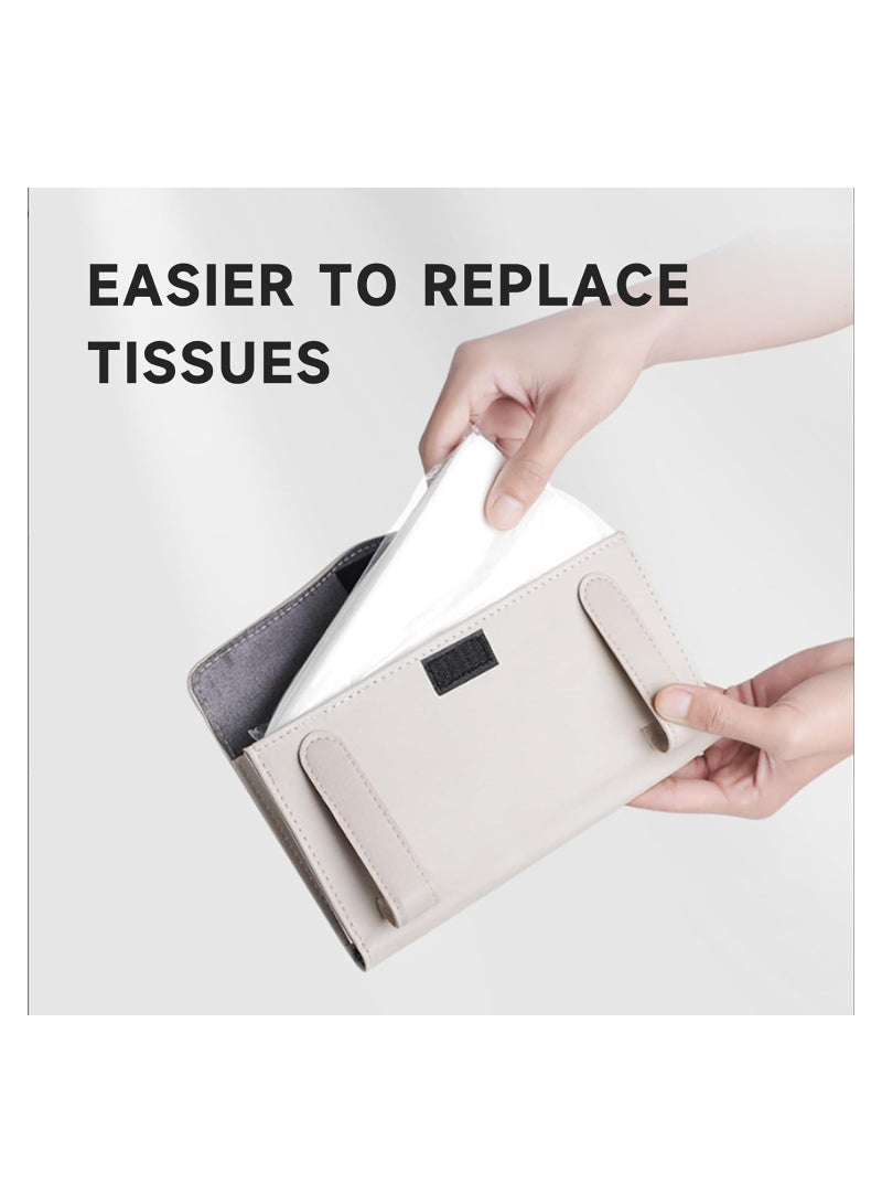 SOLARAE حامل مناديل السيارة 2 عبوة، حامل مناديل الشمس، حامل صندوق المناديل للسيارة، حامل صندوق المناديل للسيارة، حامل علبة المناديل من جلد PU لمقعد السيارة الخلفي - Image 2