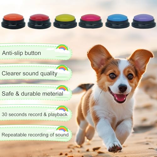 Gelabur Set of 6 Dog Buttons for Communication, Voice Recordable Buttons for Classroom, Dog Training Talking Buttons Starter Set, Pet Easy Speaking Buttons Tools - Image 3
