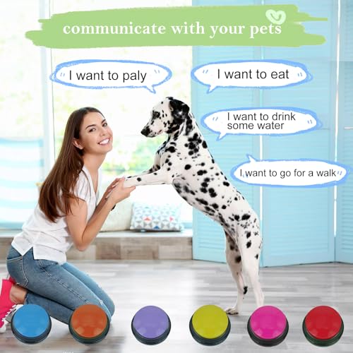 Gelabur Set of 6 Dog Buttons for Communication, Voice Recordable Buttons for Classroom, Dog Training Talking Buttons Starter Set, Pet Easy Speaking Buttons Tools - Image 2