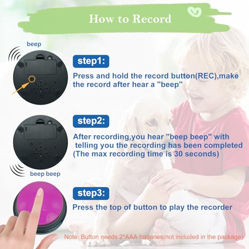 Gelabur Set of 6 Dog Buttons for Communication, Voice Recordable Buttons for Classroom, Dog Training Talking Buttons Starter Set, Pet Easy Speaking Buttons Tools - Image 4