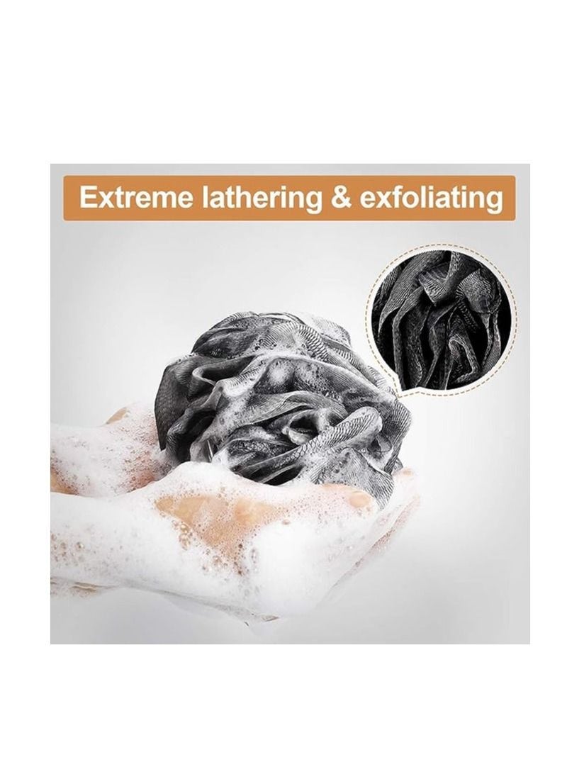 أوريتي مجموعة لوفة استحمام من ORiTi – 4 قطع إسفنج شبكي لتقشير الجسم وتنظيف البشرة (أسود) - Image 3