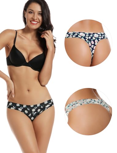 voenxe Seamless Women Underwear Thongs,No Show Ladies Thong,No Line Breathable Comfortable Panties Undies for Women 5-Pack - Image 3
