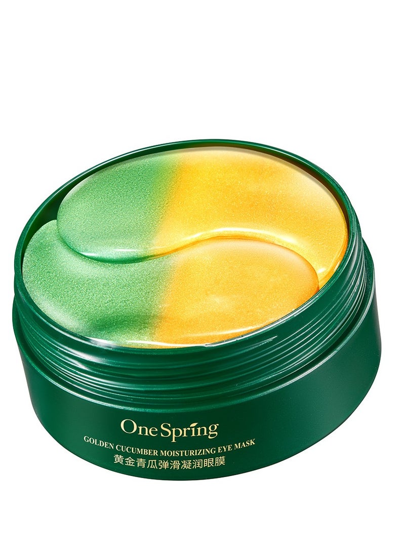 OneSpring Under Eye Patches, 30 Pairs Two-Toned Under Eye Mask, Gold Cucumber Eye Mask for Skin Care, Puffy Eyes & Dark Circles Treatments, Reduce Under Eye Bags and Smooth Wrinkles - Image 1