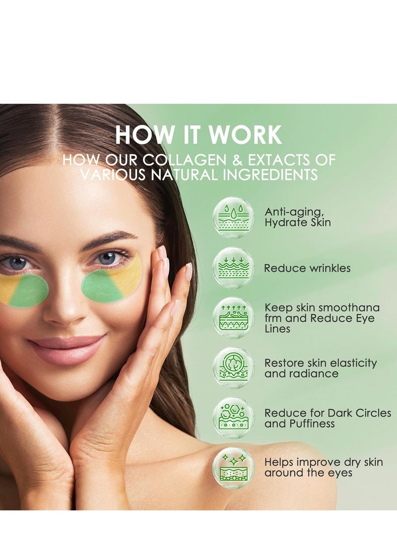 OneSpring Under Eye Patches, 30 Pairs Two-Toned Under Eye Mask, Gold Cucumber Eye Mask for Skin Care, Puffy Eyes & Dark Circles Treatments, Reduce Under Eye Bags and Smooth Wrinkles - Image 4