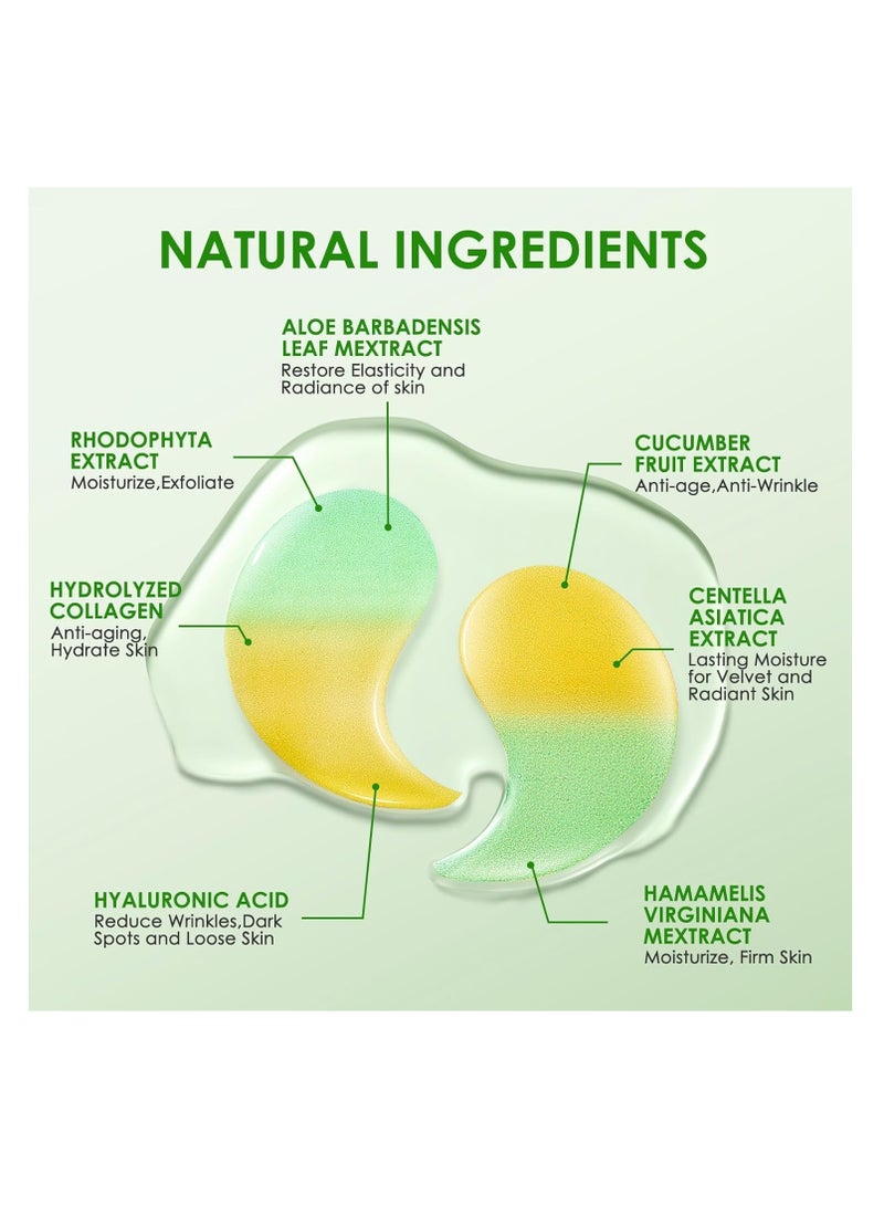 OneSpring Under Eye Patches, 30 Pairs Two-Toned Under Eye Mask, Gold Cucumber Eye Mask for Skin Care, Puffy Eyes & Dark Circles Treatments, Reduce Under Eye Bags and Smooth Wrinkles - Image 3