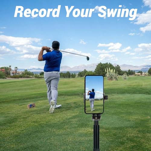 YKI Golf Monopod Selfie Stick with Ground Spike Stake Golf Swing Analyzer Phone Holder for Training Aid 52 Adjustable Golf Selfie Stick Phone Stand for Recording Swings - Image 3