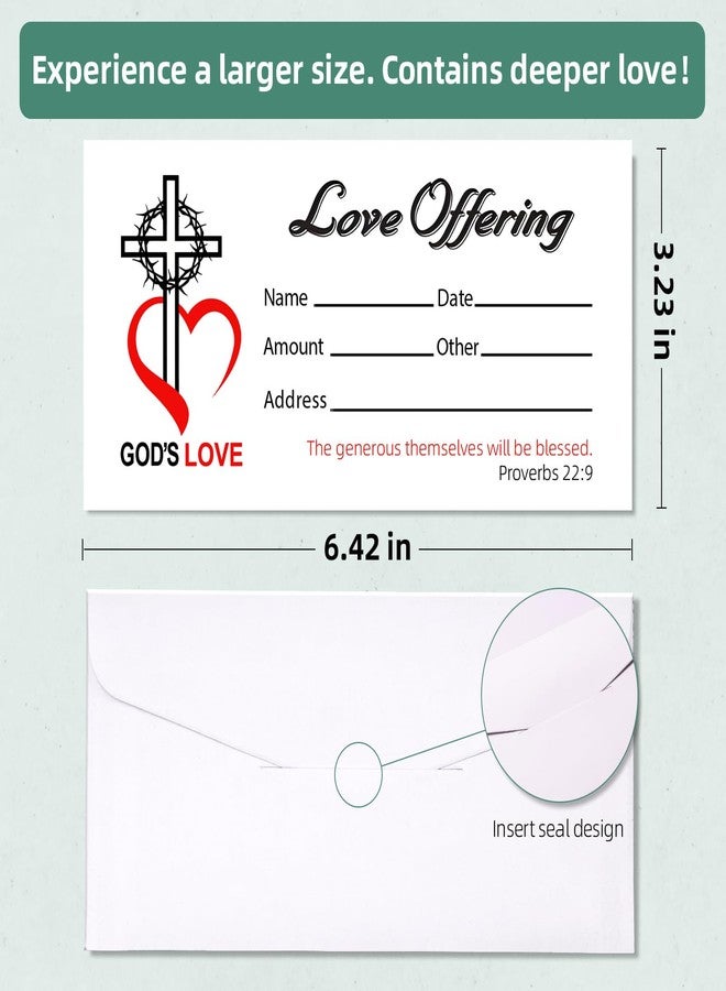 XIISVINT Church Offering Envelopes - 6.42 x 3.23 Inch Tithe and Offering Envelopes (100, Love and Dedication) - Image 2