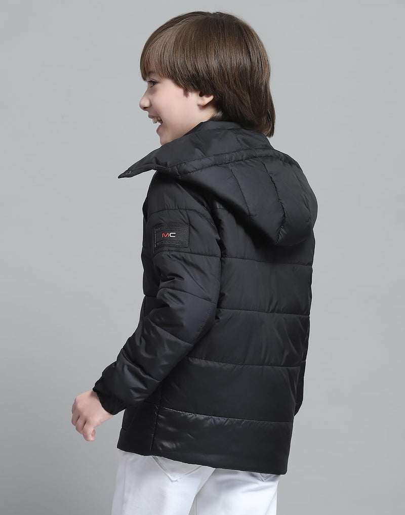 Monte Carlo Boys Solid Black Hooded Neck Full Sleeve Jacket - Image 4