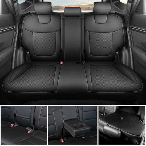 HKZ أغطية مقاعد جلدية مخصصة تناسب هيونداي توسان بنزين 2022 2023 2024 2025 (XRT,SE,SEL,N Line,Limited) مجموعة كاملة 5 مقاعد - أسود - Image 2
