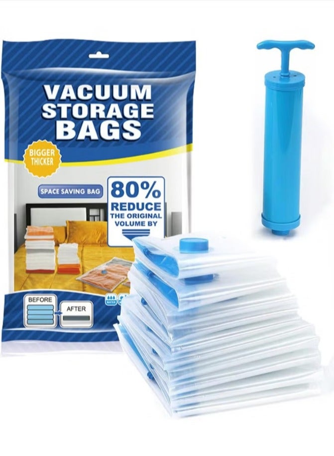 Vacuum Seal Storage Bags, 8 Pack Reusable Compression Bags Premium Vacuum Storage Bags with Hand Pump, 2 x Jumbo (100*80cm), 3 x Medium (80*60cm), 3 x Small (70*50cm) - Image 1