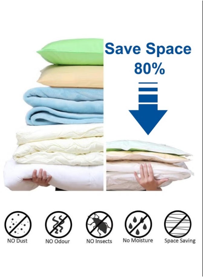 Vacuum Seal Storage Bags, 8 Pack Reusable Compression Bags Premium Vacuum Storage Bags with Hand Pump, 2 x Jumbo (100*80cm), 3 x Medium (80*60cm), 3 x Small (70*50cm) - Image 2