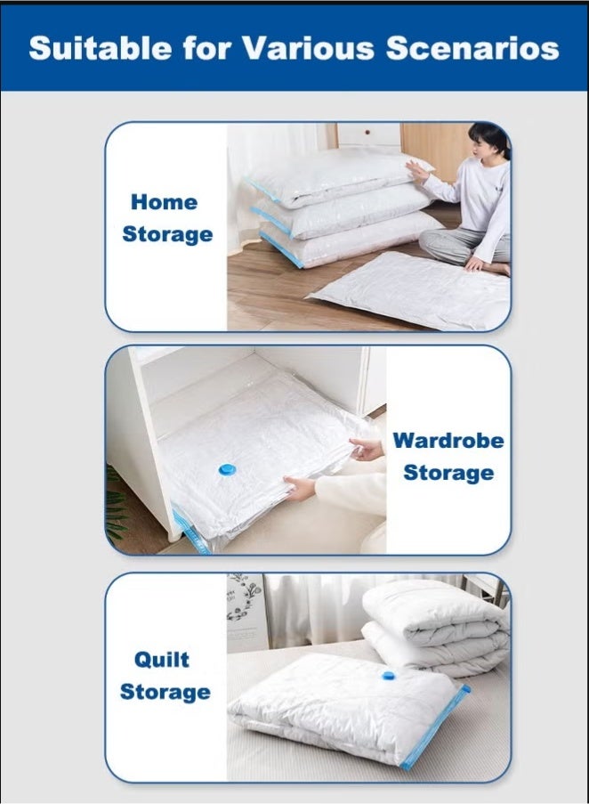 Vacuum Seal Storage Bags, 8 Pack Reusable Compression Bags Premium Vacuum Storage Bags with Hand Pump, 2 x Jumbo (100*80cm), 3 x Medium (80*60cm), 3 x Small (70*50cm) - Image 5