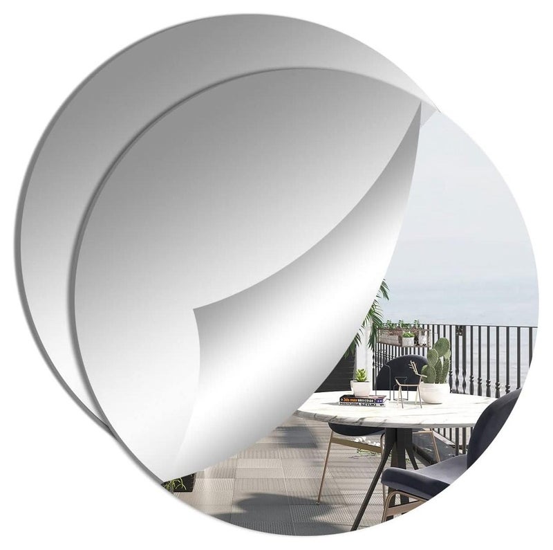 TPGP 2 Pieces 24 cm Mirror Tiles Self Adhesive Acrylic Mirror HD Round Sticky Mirror Large Plastic Frameless Mirror 2mm Acrylic Mirror Tiles Circle Wall Adhesive Mirror for Home,Decor (24*24cm*2mm) - Image 1
