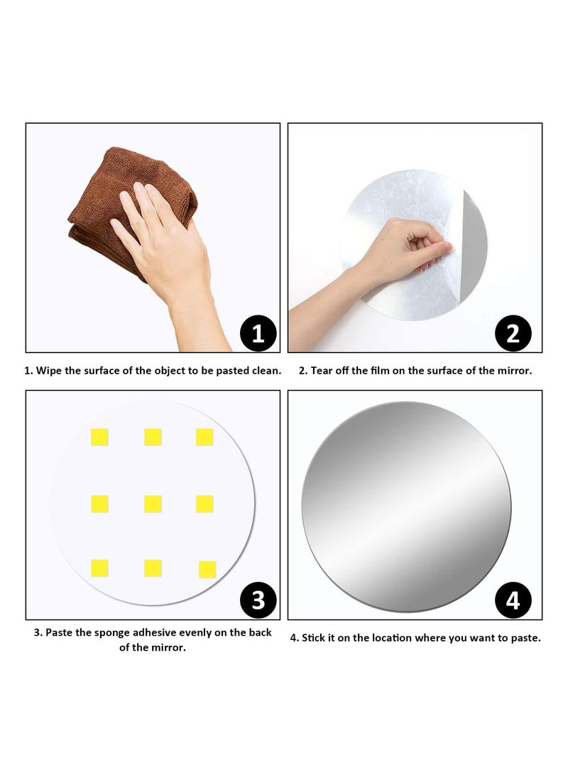 TPGP 2 Pieces 24 cm Mirror Tiles Self Adhesive Acrylic Mirror HD Round Sticky Mirror Large Plastic Frameless Mirror 2mm Acrylic Mirror Tiles Circle Wall Adhesive Mirror for Home,Decor (24*24cm*2mm) - Image 4