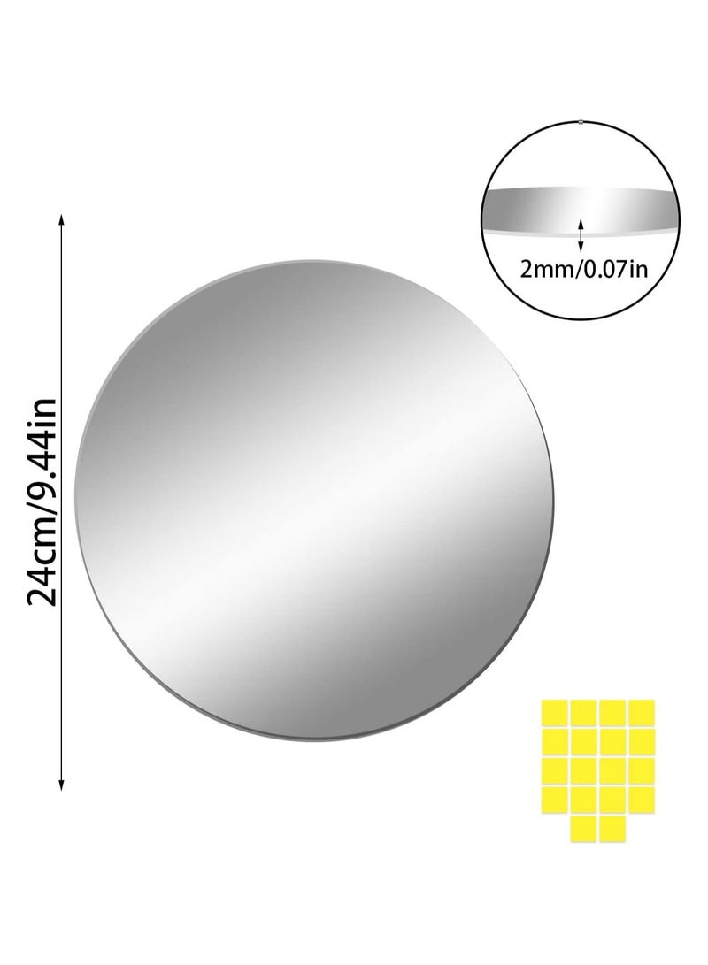 TPGP 2 Pieces 24 cm Mirror Tiles Self Adhesive Acrylic Mirror HD Round Sticky Mirror Large Plastic Frameless Mirror 2mm Acrylic Mirror Tiles Circle Wall Adhesive Mirror for Home,Decor (24*24cm*2mm) - Image 2