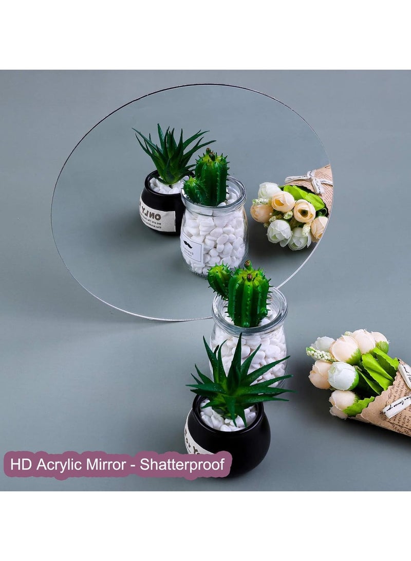 TPGP 2 Pieces 24 cm Mirror Tiles Self Adhesive Acrylic Mirror HD Round Sticky Mirror Large Plastic Frameless Mirror 2mm Acrylic Mirror Tiles Circle Wall Adhesive Mirror for Home,Decor (24*24cm*2mm) - Image 5