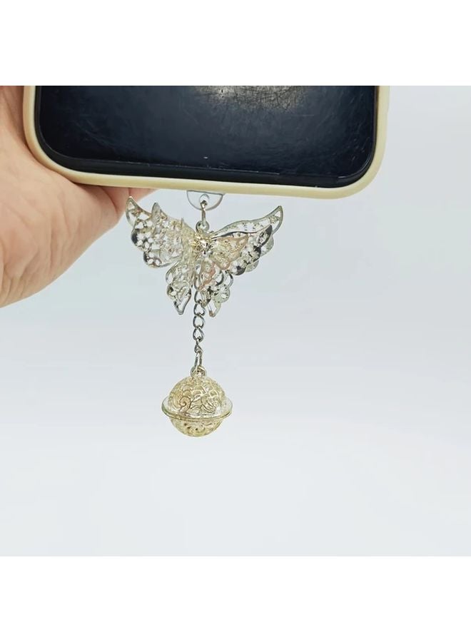 Butterfly Bells Phone Dust Plug 3D Hollow Aluminum Alloy Decorative Chain For Android - Image 5