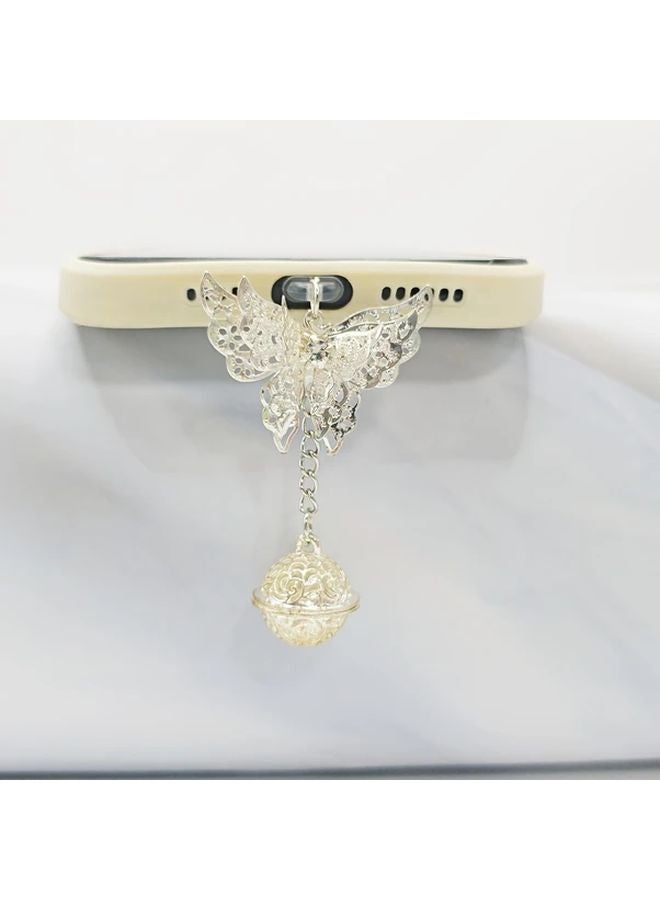 Butterfly Bells Phone Dust Plug 3D Hollow Aluminum Alloy Decorative Chain For Android - Image 1