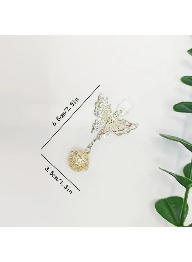 Butterfly Bells Phone Dust Plug 3D Hollow Aluminum Alloy Decorative Chain For Android - Image 3