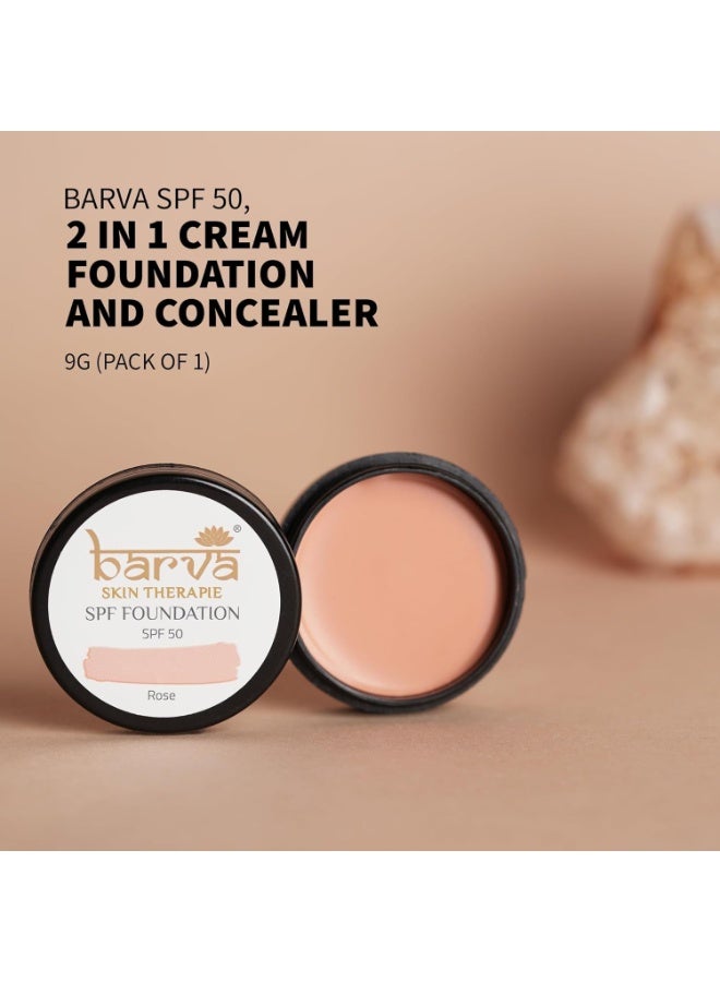 Barva SPF 50, 2 in 1 Cream Foundation and Concealer, Perfect for Indian Skin Tones, 9g (Rose) - Image 4
