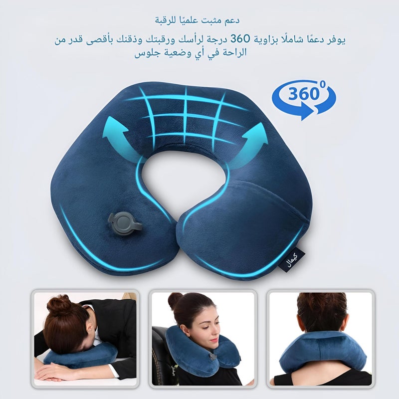 Small inflatable neck pillow for travel and long trips, adjustable neck support pillow for sleeping on board, headrest for travel accessories - a small, comfortable pillow to support your head and nec - Image 5