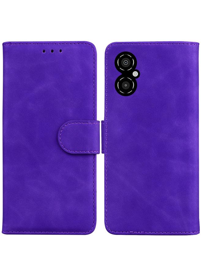 The Bros Case For Xiaomi Poco M4 5G Skin Feel Pure Color Flip Leather Phone Case