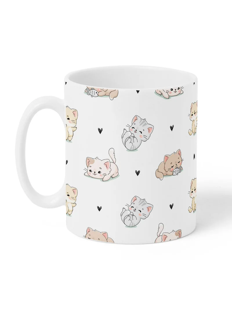 LOWHA 11 oz Ceramic Mug with Cute Cats Design